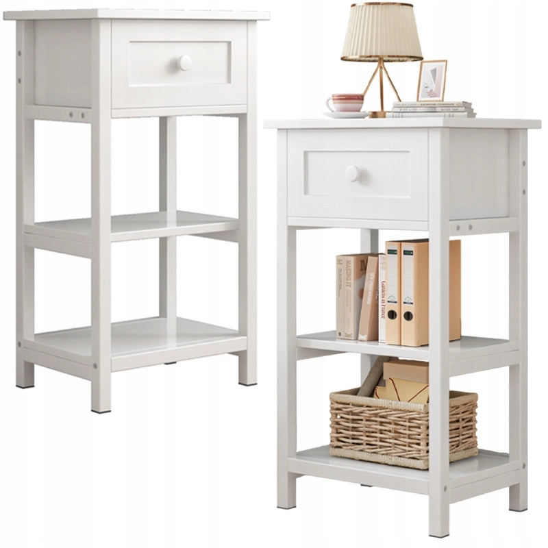 Comodino laterale con cassetto e 2 ripiani, stile loft, in legno, moderno, 45 cm