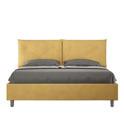 Letto matrimoniale con rete imbottito 160x200 microfibra ocra Appia