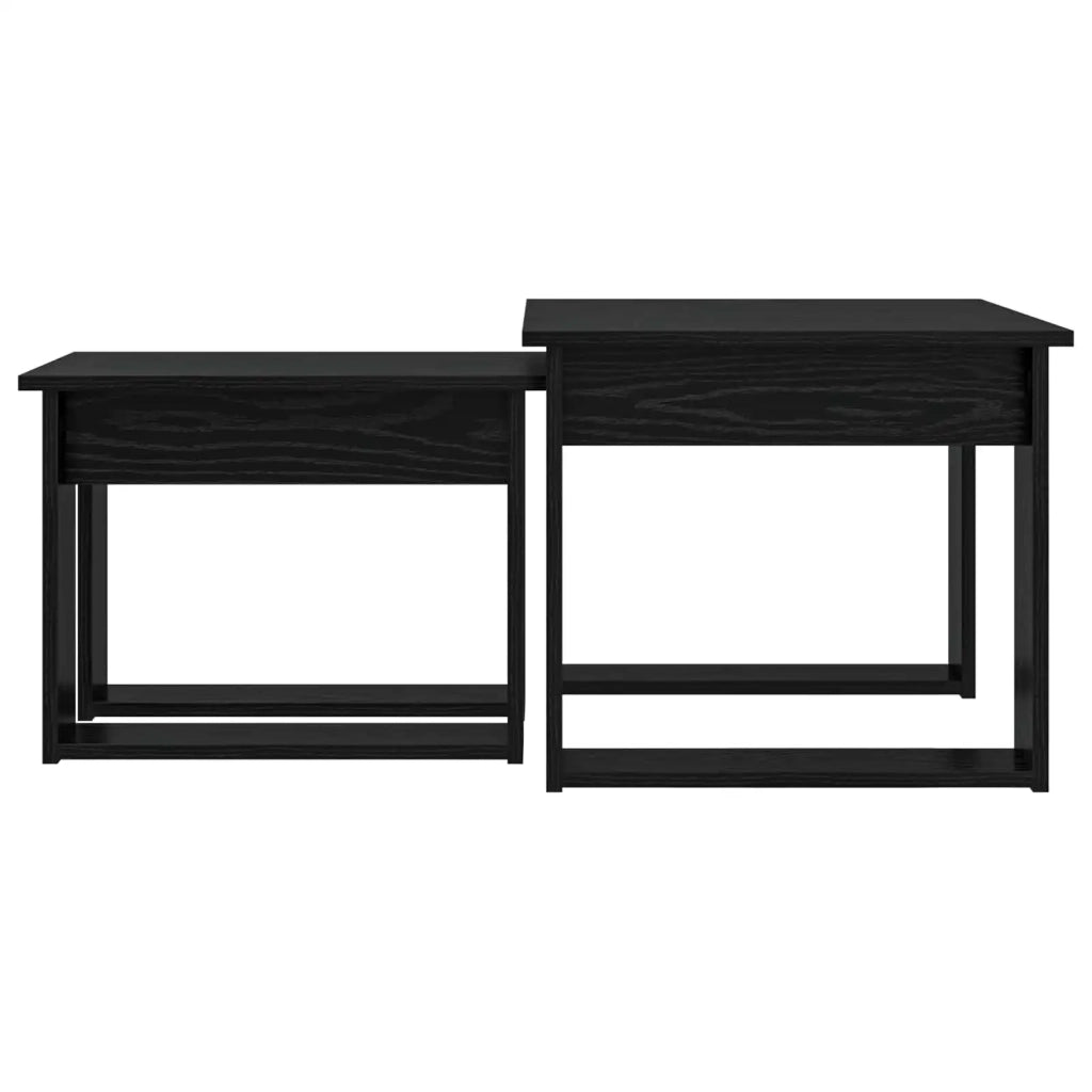 Set di Tavolini da Caffè 2 pcs Rovere Nero Legno multistrato 8000125