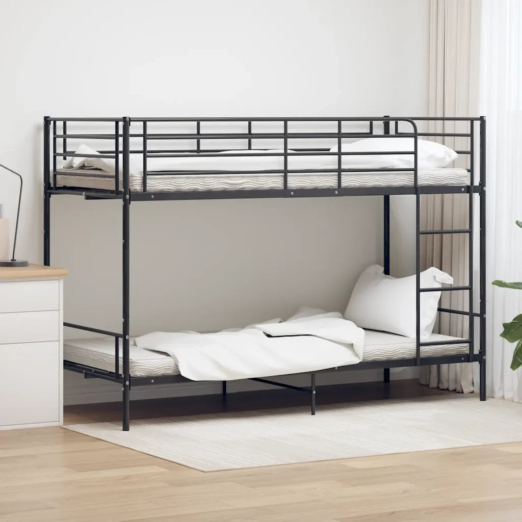 Letto a Castello Nero in Metallo 90x200 cm