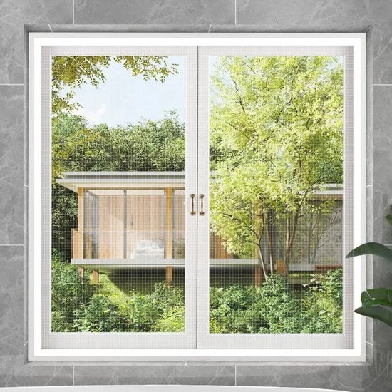 Reticolo per finestre - 130*150cm - Finestra antizanzare - Cornice rimovibile - Senza foratura necessaria - Installazione con nastro adesivo - Adatto per finestre da soffitto e camere da letto - Vetro nano - Paravento senza formaldeide