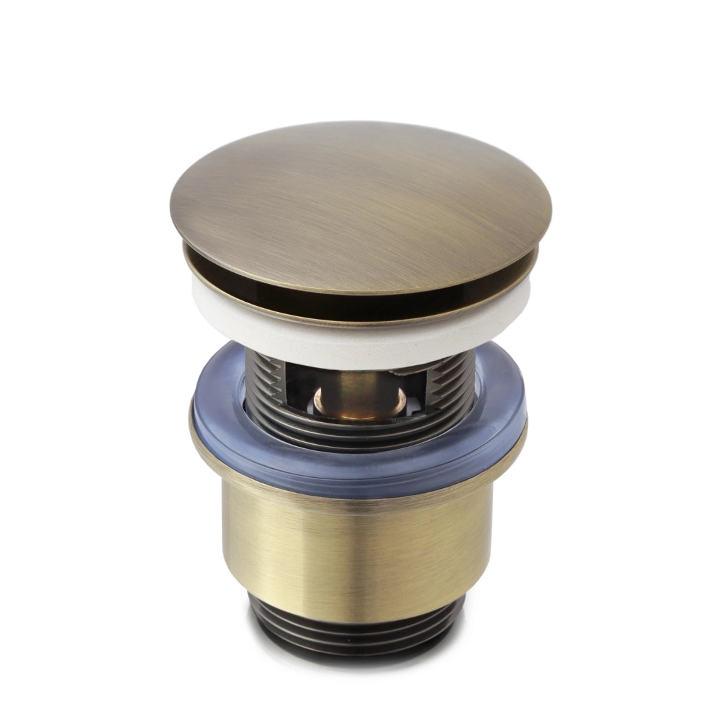 Piletta di scarico click-clack universale per lavabo e bidet con troppo pieno in ottone bronzato | Vajont
