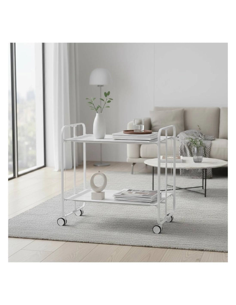 Carrello da cucina pieghevole bianco con ruote BAUHAUS 2 ripiani