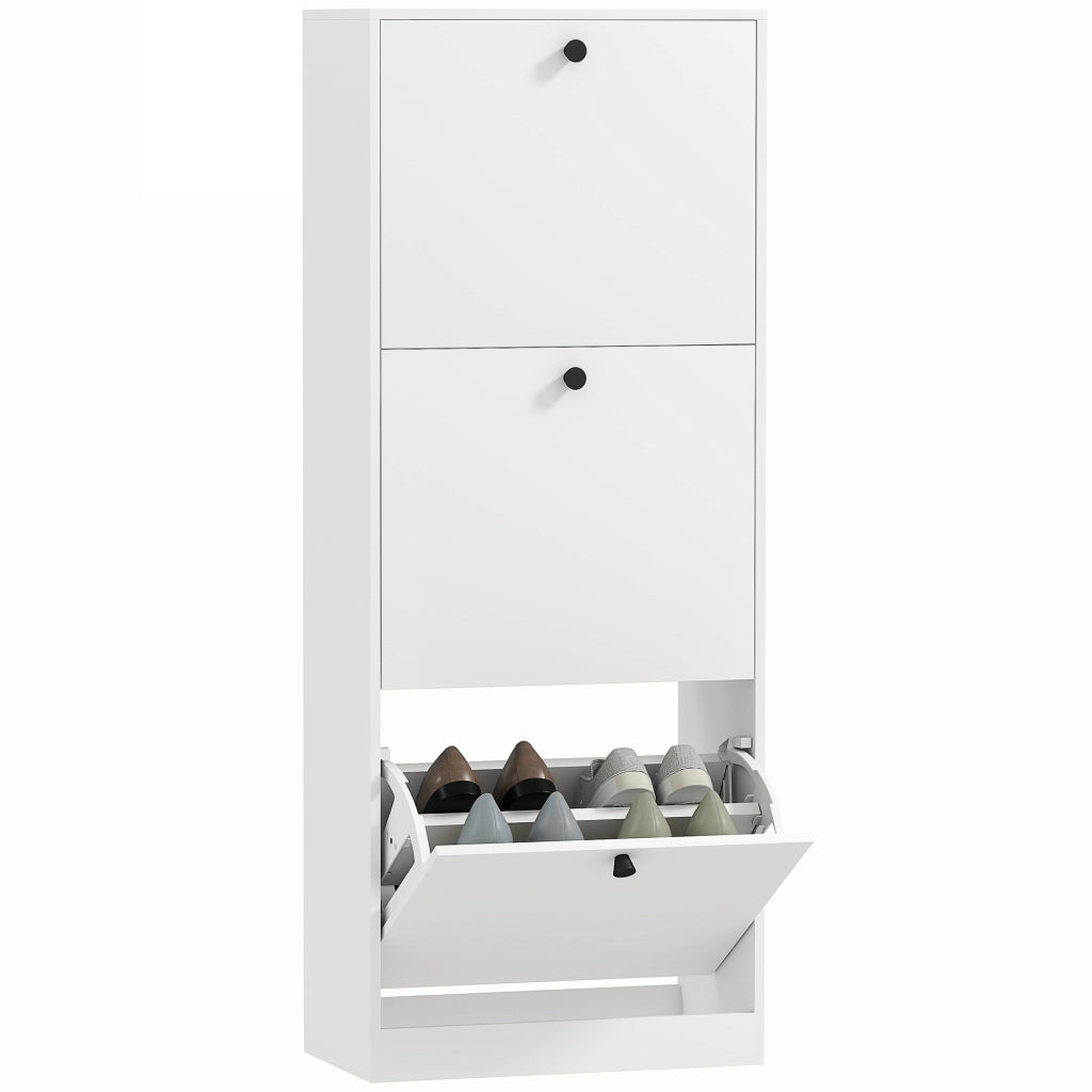 Scarpiera con 3 cassetti ¨C Xylo ¨C Bianco truciolato, 12 paia