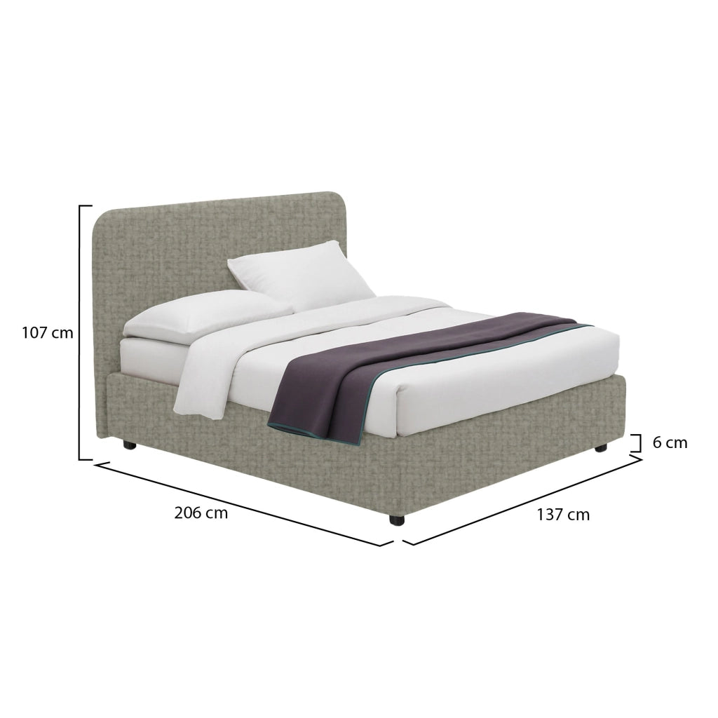 Telford, Letto Piazza e Mezza Sfoderabile Made in Italy, Grigio