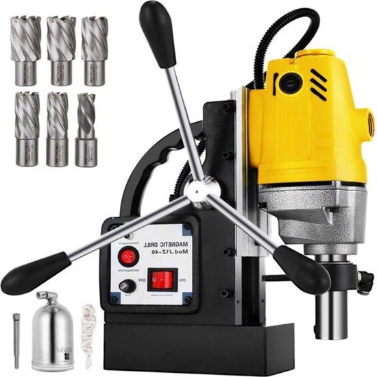 Drill elettrico magnetico - 1100W - Incluso set di 7 pezzi HSS per taglio