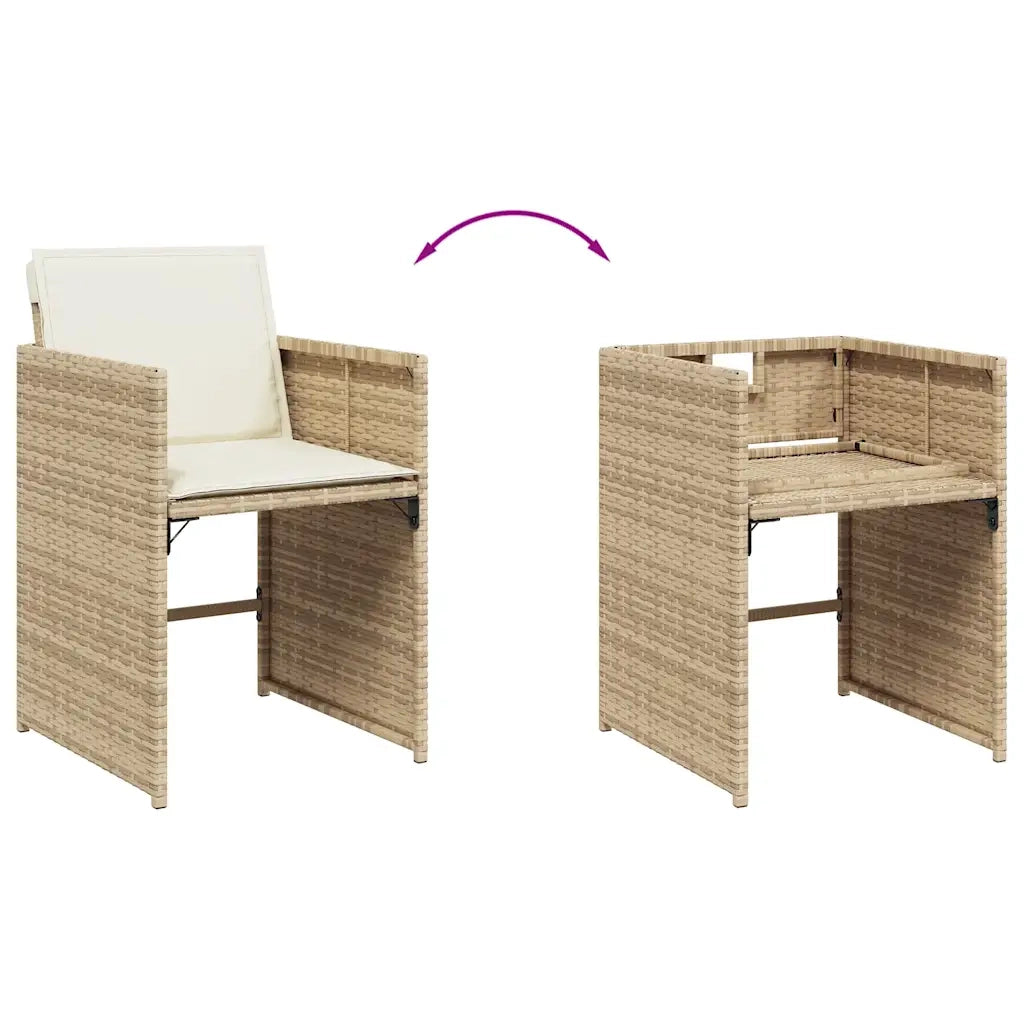 Set da Pranzo da Giardino 15 pz con Cuscini Beige in Polyrattan 3211240