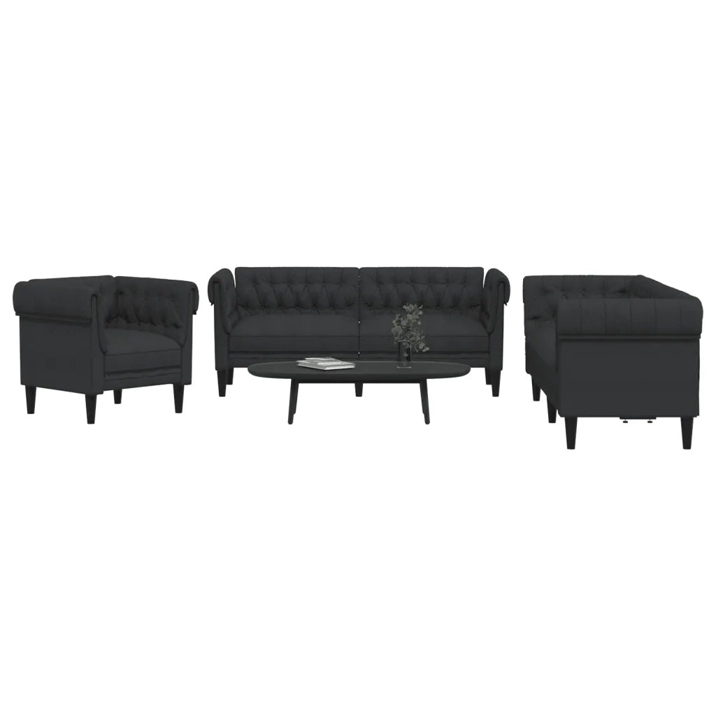 Set d Divani 3 pz Nero in Tessuto 3209193