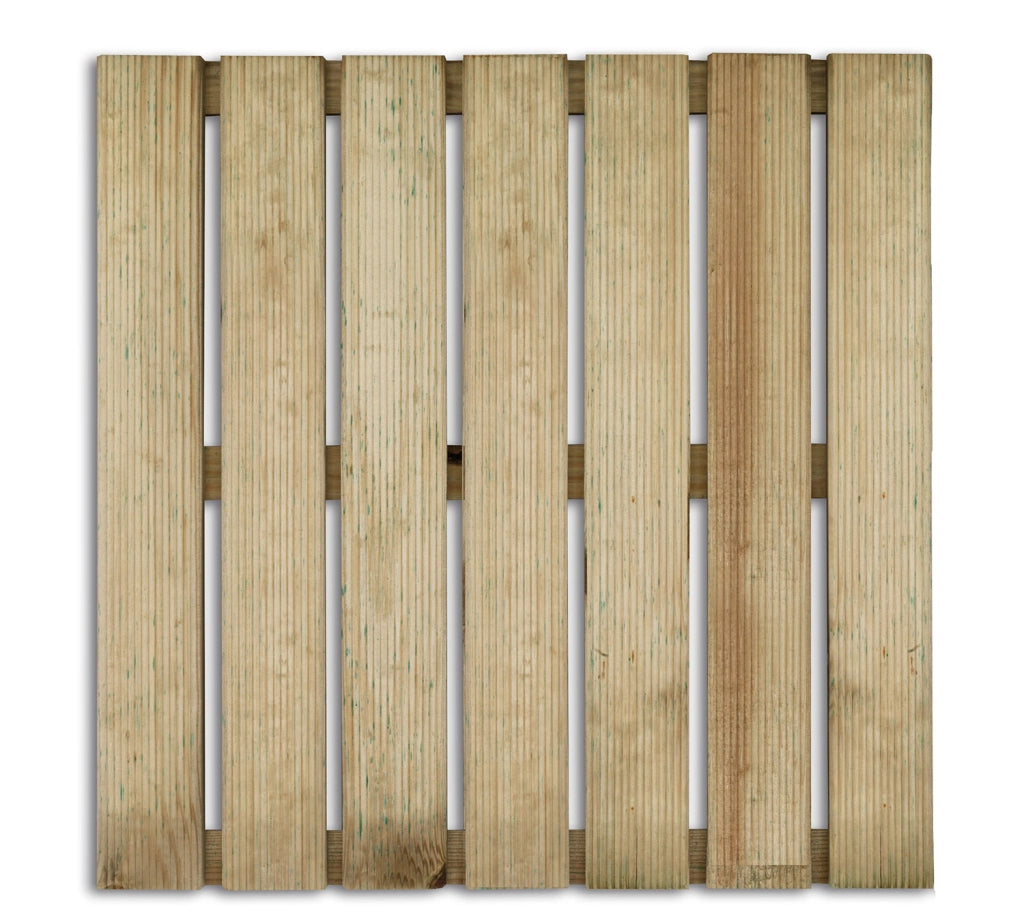 Mattonella per Pavimenti da Esterno 50x50x2,8 cm 7 Listelli Zigrinati in Legno di Pino Impregnato PEFC