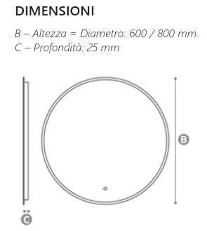Specchio illuminazione led tondo mod. L104 - d.60 cm