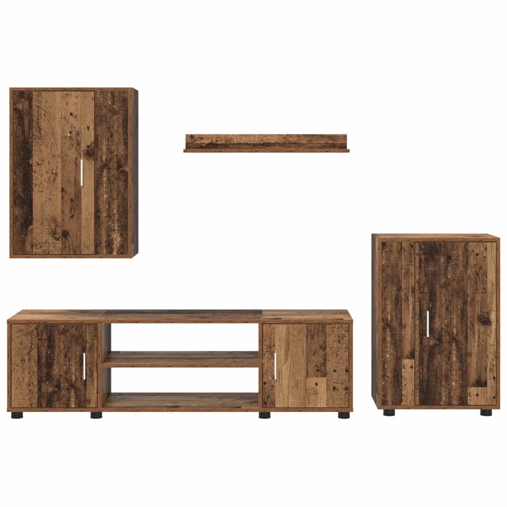 Set mobile TV 4 pcs Legno vecchio Legno multistrato 3397902