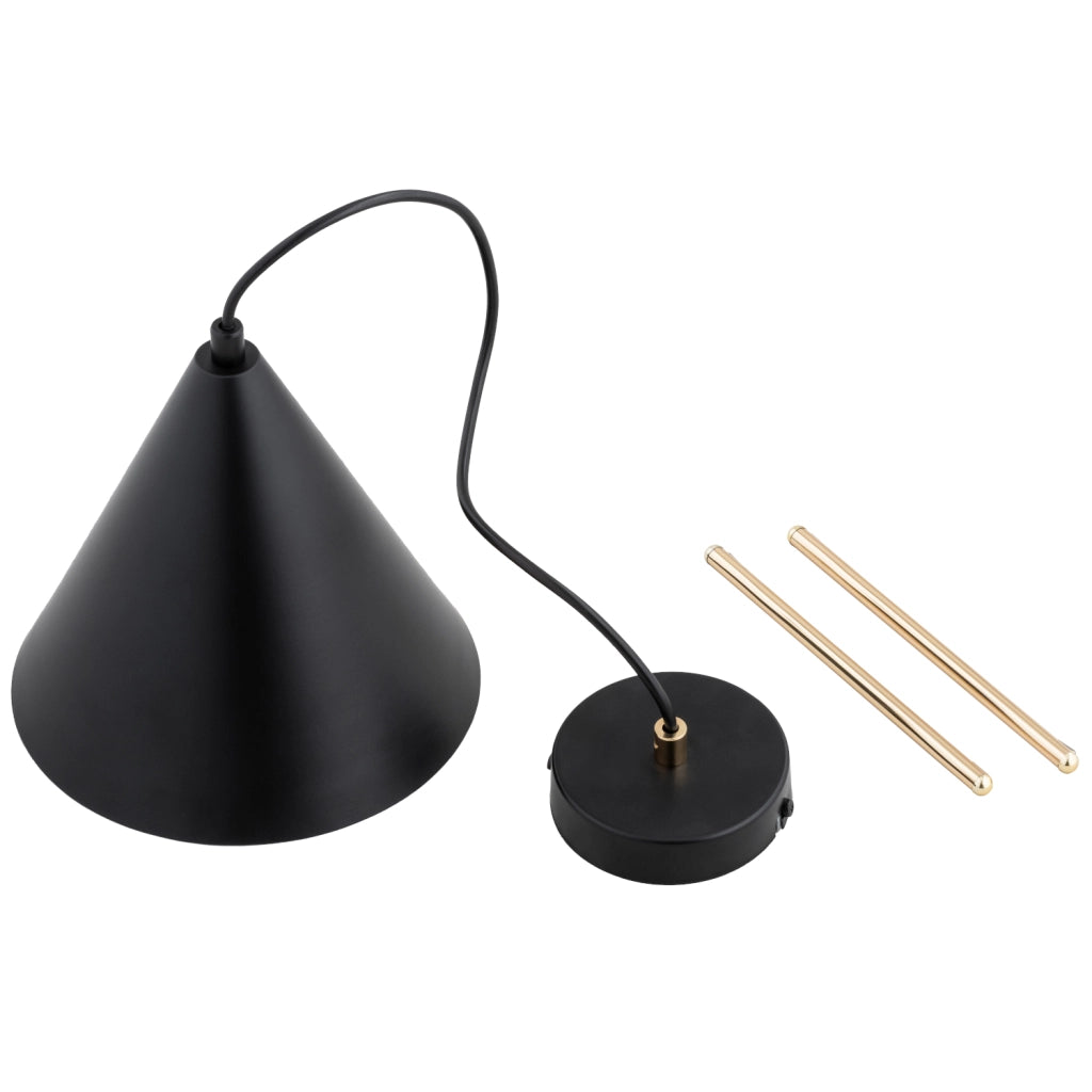 Lampada a sospensione moderna nero-oro cono E27 15W