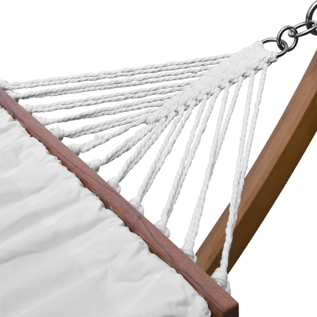 Amaca in legno con telo in cotone, bianco