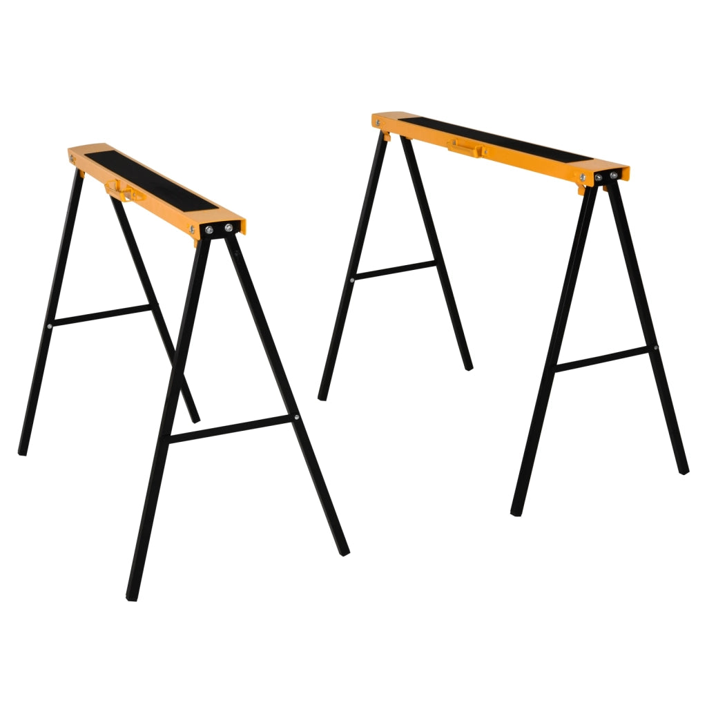 Set di 2 Cavalletti Pieghevoli Cavalletto per Legna Antiscivolo Arancione