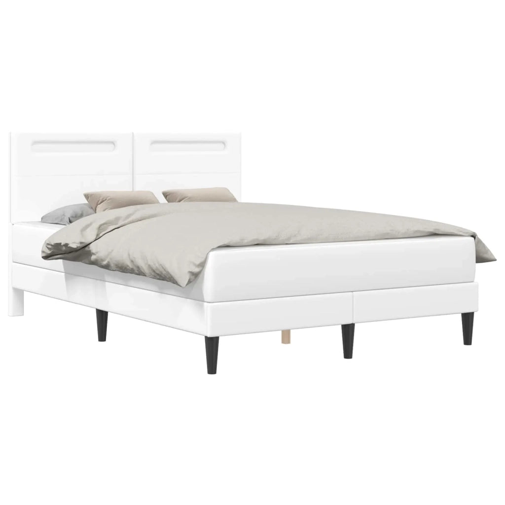 Letto matrimoniale | Letto per adulti | Struttura del letto con testiera Bianco 140 x 200 cm Similpelle