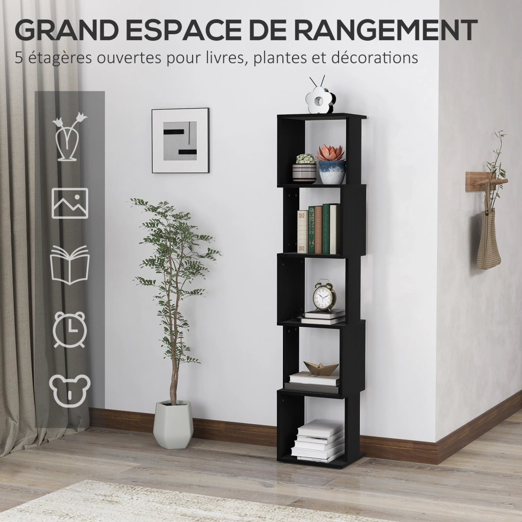 Libreria a 5 Ripiani Moderna ¨C Zephmum ¨C Nero