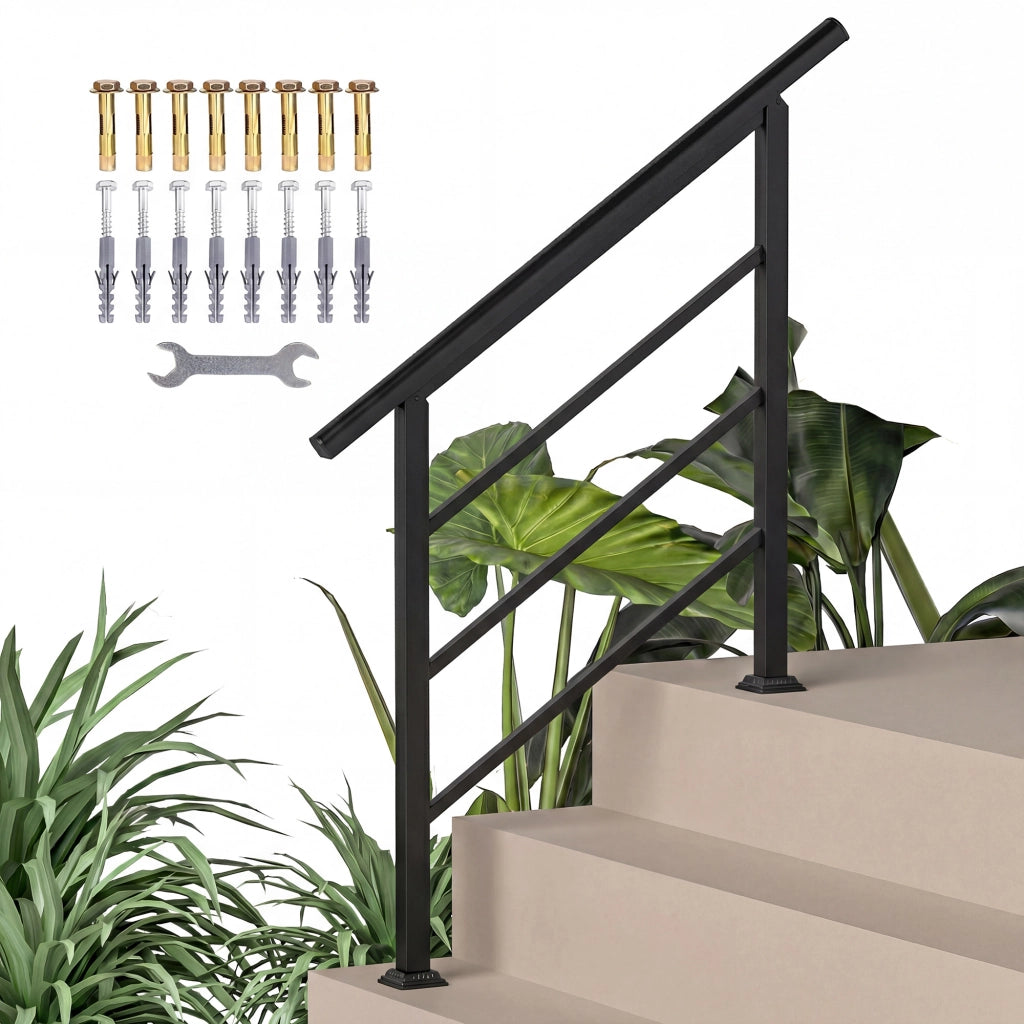 Corrimano per Scale 95 cm con Kit di Installazione ¨C Minimal ¨C Nero