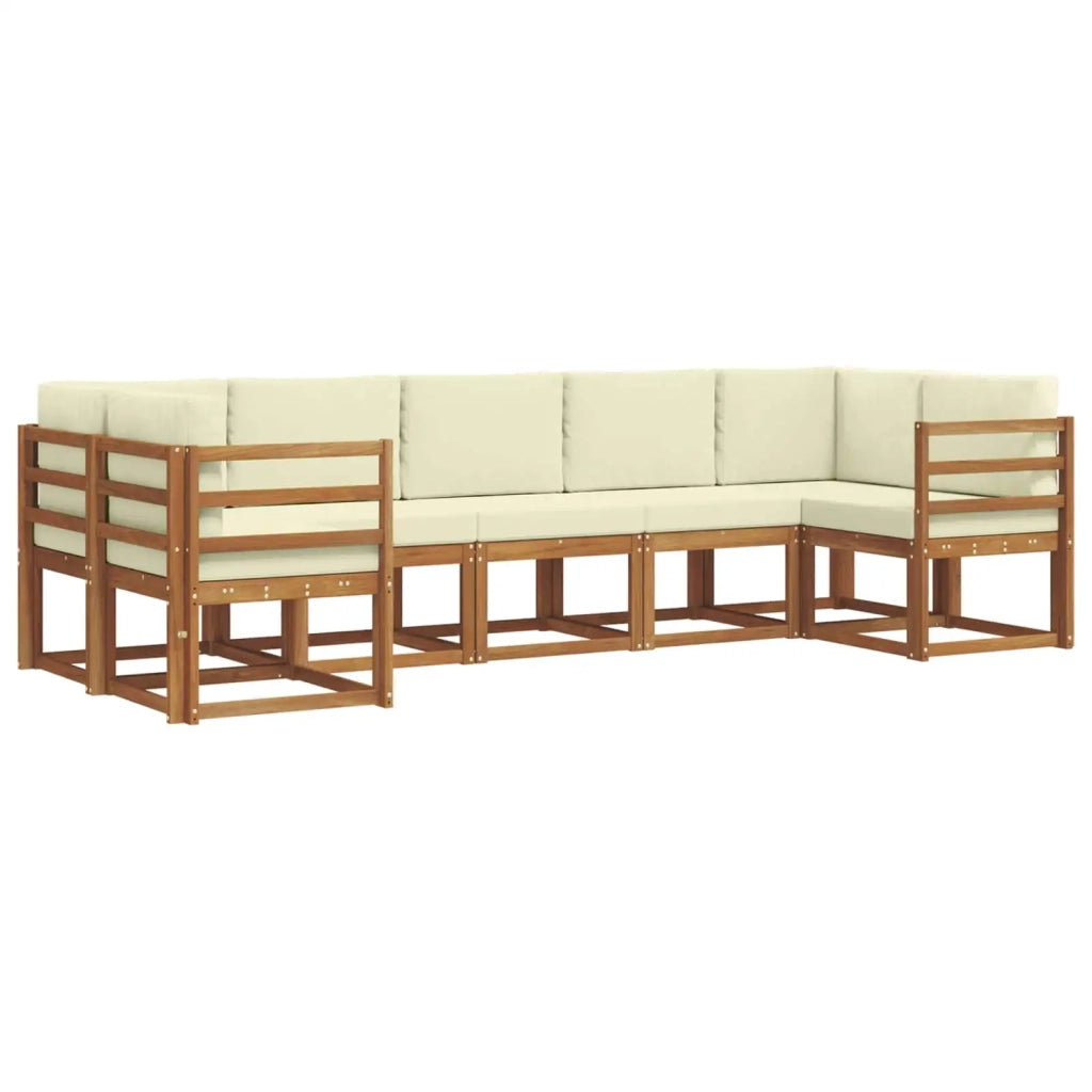 Set di divani da esterno con cuscino 7 pcs Naturale e Crema 3366903