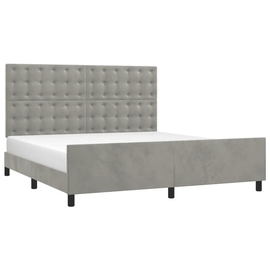 Letto matrimoniale | Letto per adulti | Giroletto senza Materasso Grigio Chiaro 160x200 cm Velluto