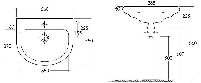 Lavabo sospeso in ceramica Rak Ceramics Orient - Bianco