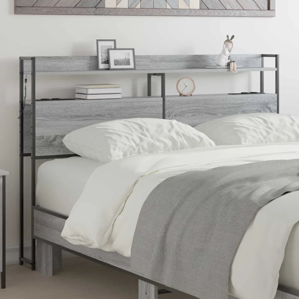 Testiera con lo scaffale-Testata contenitore Grigio sonoma 150 cm Legno multistrato