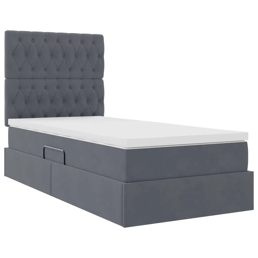 Letto con contenitore e LED Grigio scuro 90 x 200 cm Velluto 3372700
