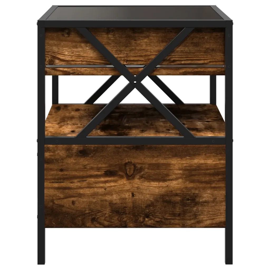 Comodino con LED Infinity Rovere Fumo 40x40x51 cm 3284103
