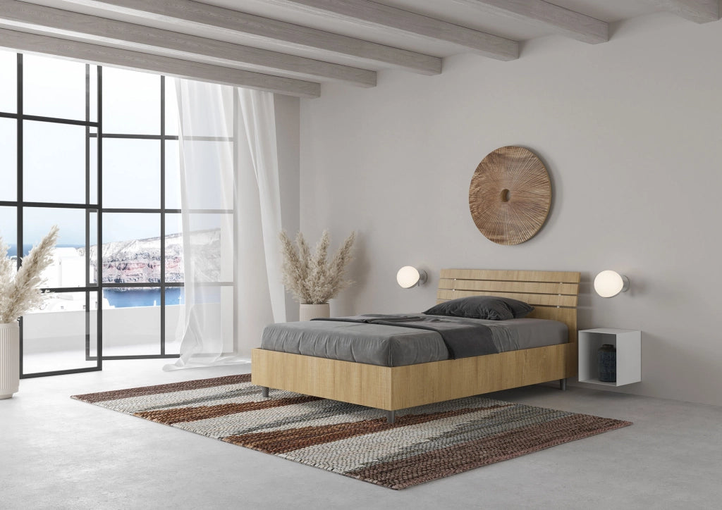 BS COM Letto una piazza e mezza con rete 120x190 testata inclinata con doghe quercia
