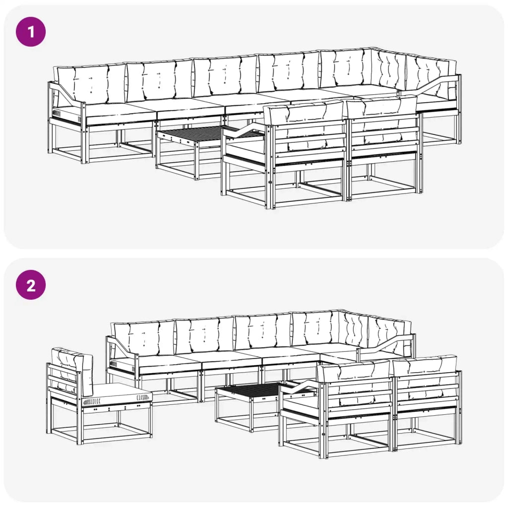 Set di divani da esterno 9 pcs Bianco e Antracite 3386671