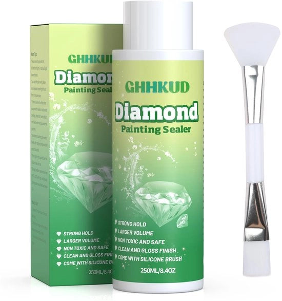 Sealante per pittura con diamanti 250ml, Sealante per pittura con diamanti con pennello - Accessori per pittura con diamanti - Laccatura trasparente per pittura con diamanti