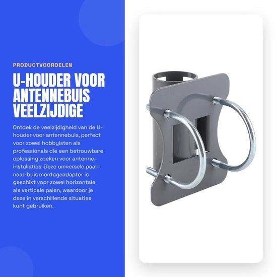 Sostegno universale per tubo antenne - installazione flessibile - realizzato in acciaio inossidabile - braccio regolabile - adatto per tubi parabolici - 10 x 4 x 4 cm
