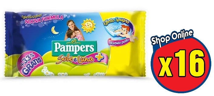 19 PAMPERS SALVIETTE UMIDIFICATE BAMBINI SOLE LUNA DA 40 PZ