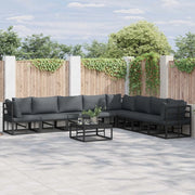 Set Divano da Giardino con cuscino 8 pcs Nero Alluminio