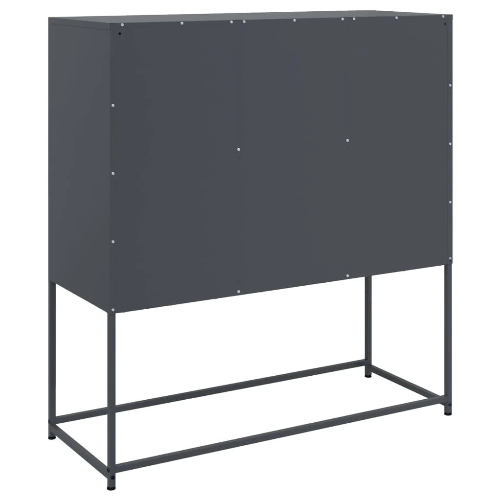 Buffet credenza cassettiera armadio mobile contenitore organizer per cucina soggiorno salotto 100,5 x 39 x 107 cm acciaio antracite 02_0029682