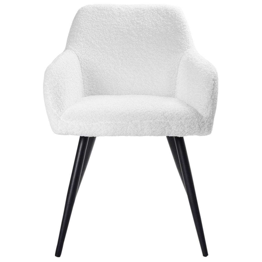 Set di 2 sedie imbottite in tessuto bouclè bianco sporco con gambe in metallo soggiorno cucina