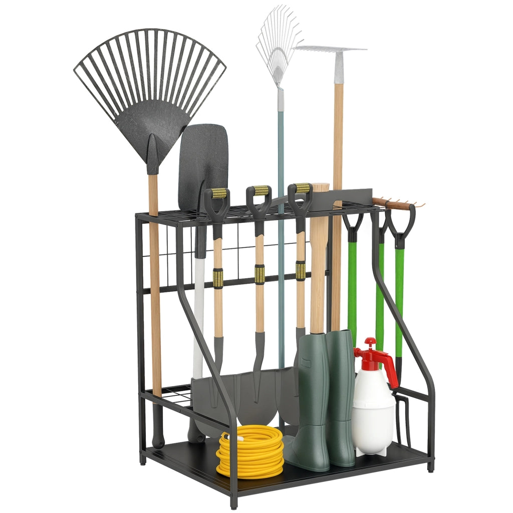 Organizzatore per attrezzi da giardino 3 piani con ganci ¨C Minimal ¨C 84x53x73 cm arancione