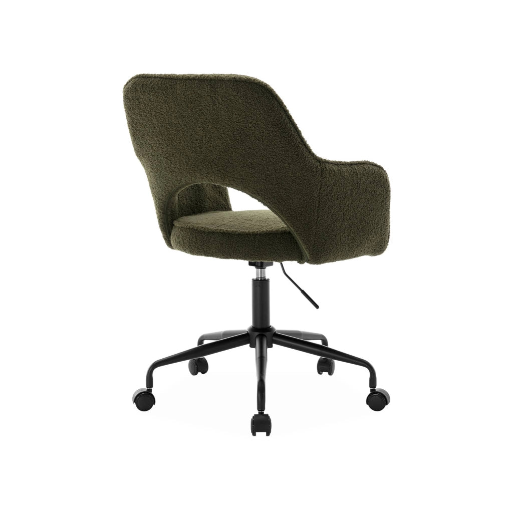 Sedia da ufficio bouclé con rotelle, kaki