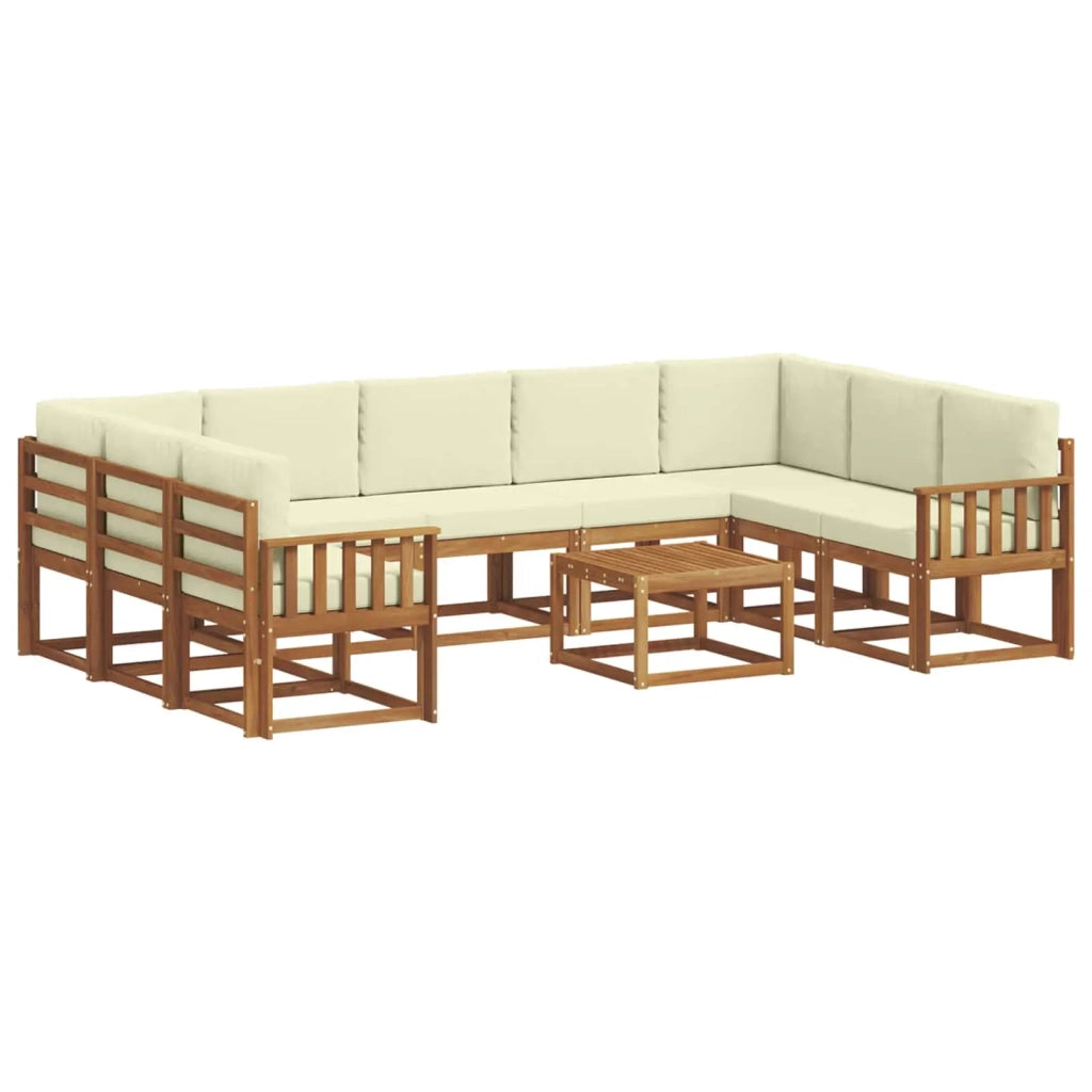 Set di divani da esterno con cuscino 10 pcs Naturale e Crema 3367013