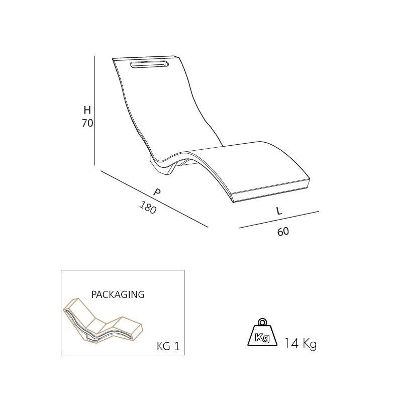 Sdraio Chaise Longe Lettino Prendisole In Polietilene Colore Bianco Cv-S010/9003