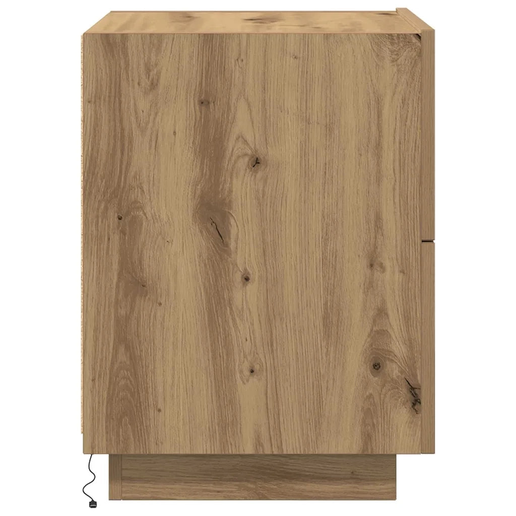 Set di 2 Comodini | Armadio da Notte | Mobiletto da notte Rovere artigianale 45 x 40 x 55 cm
