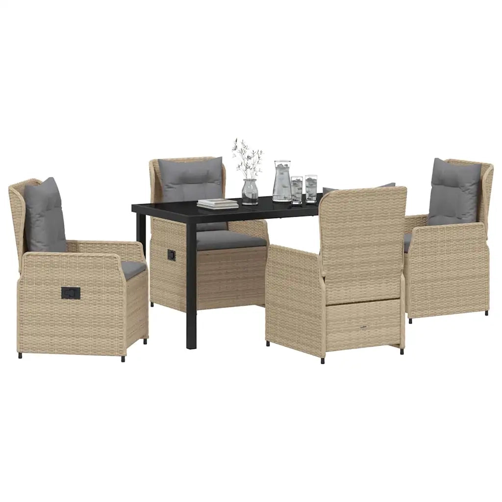 Set da Pranzo per Giardino 5 pcs Beige e Grigio Chiaro