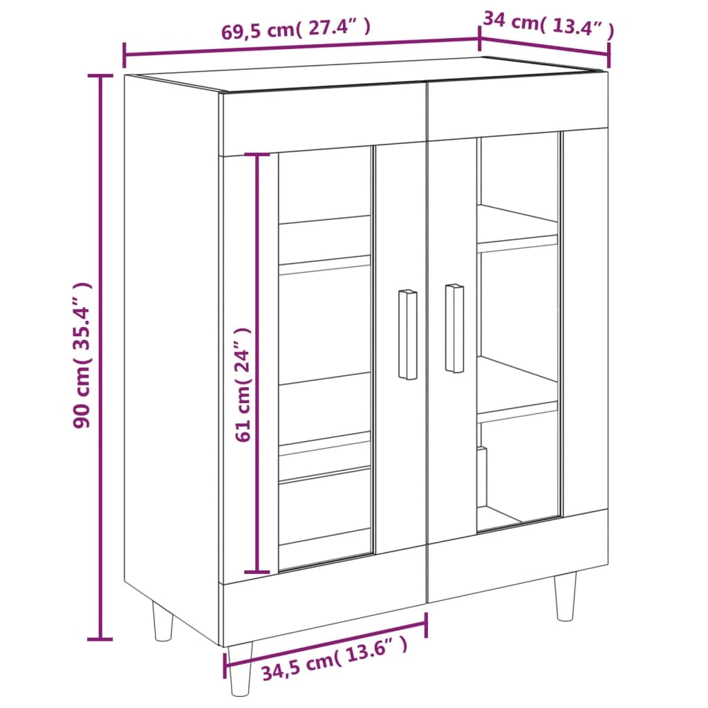 Buffet credenza cassettiera armadio mobile contenitore organizer per cucina soggiorno salotto 69,5 x 34 x 90 cm legno ingegnerizzato grigio 02_0032038