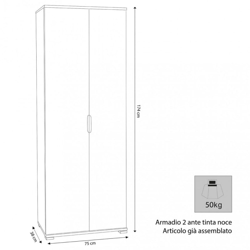 ARMADIO 2 ANTE 180 BIANCO