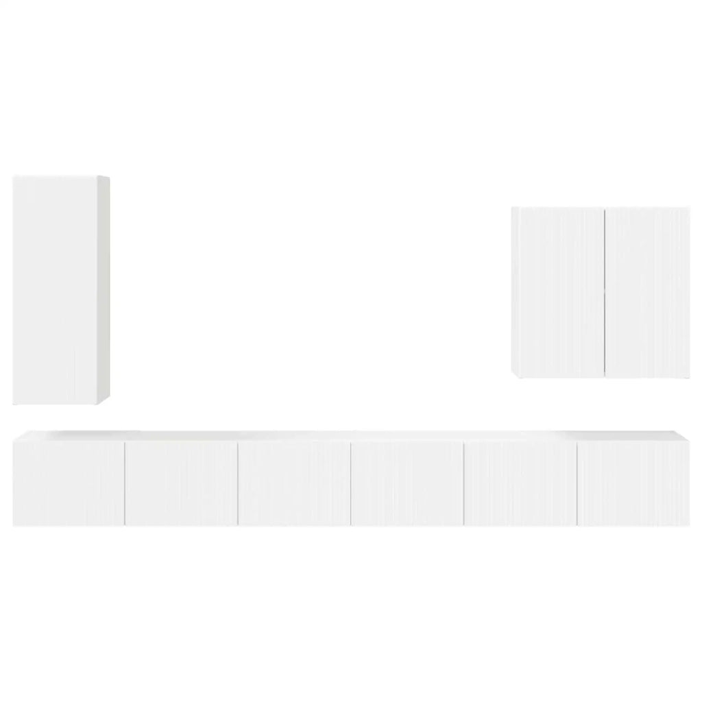 Set di Mobiletto da TV a Parete 6 pcs Bianco Lucido 3408947