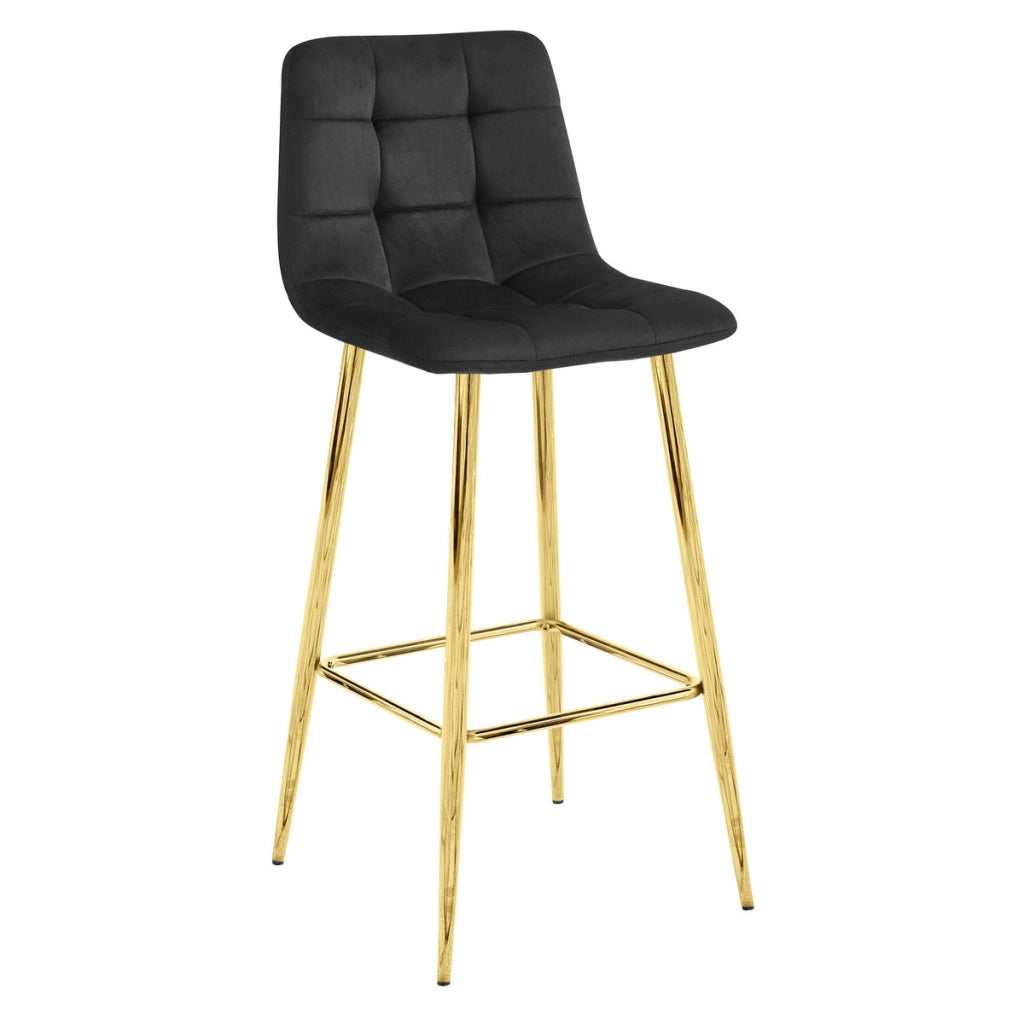 Set di 2 sgabelli da bar Arceto in velluto nero e oro