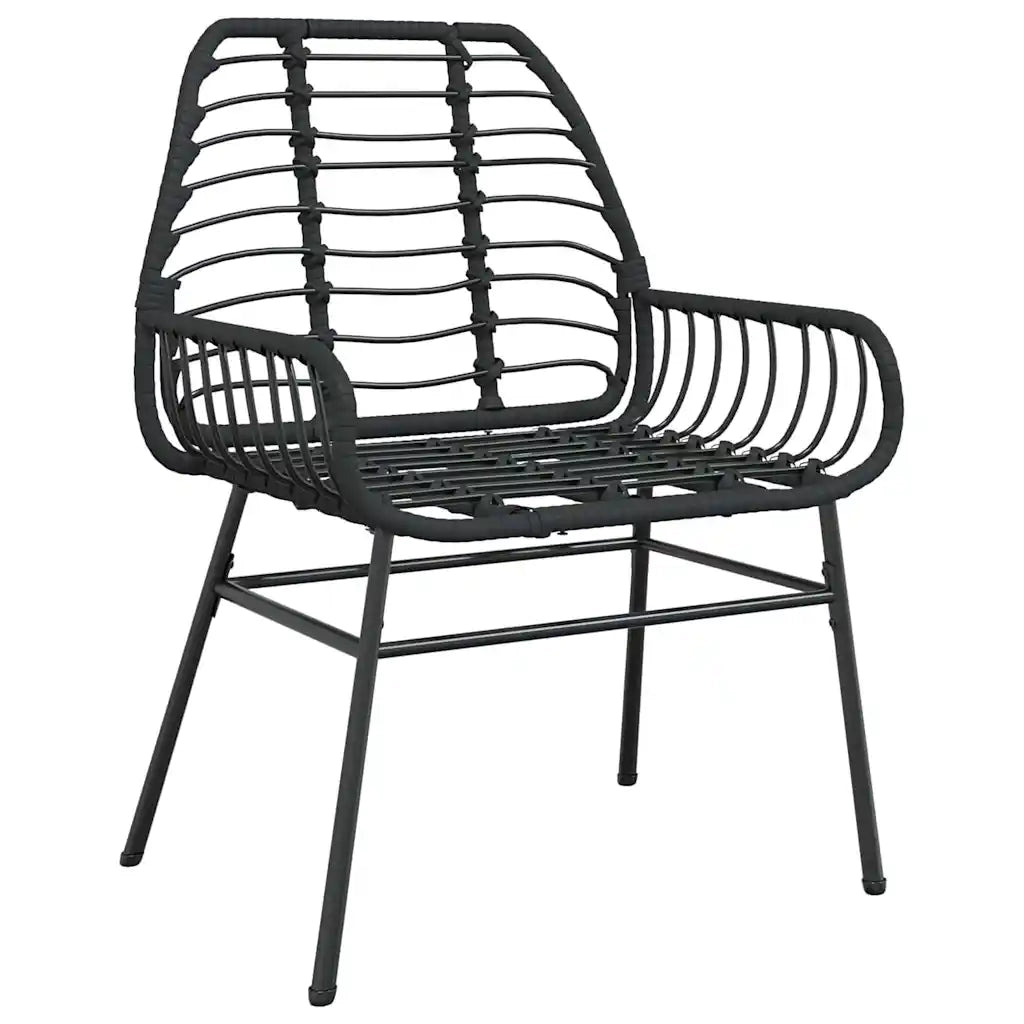 Set da Pranzo per Giardino 3 pcs Nero polyrattan