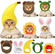 Costume per gatto - Disegno carino - Forma di coniglio - Coda di leone - Piuma di coniglio - Materiale riscaldante - Costume per animali domestici