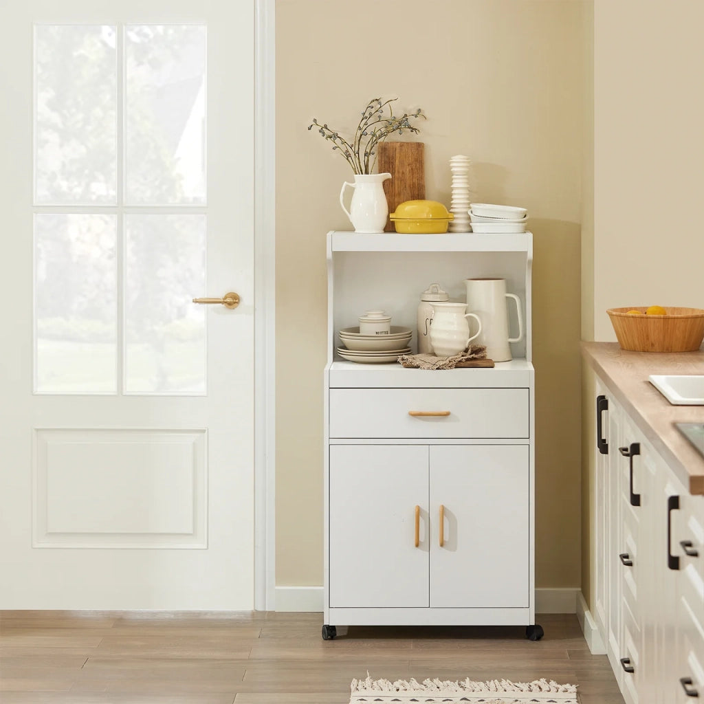 Mobile microonde Credenza cucina con route, bianco, FSB12-W