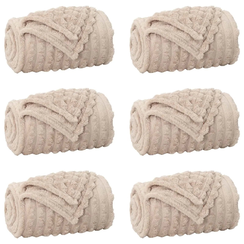 Coperte da Pile 6 pcs Beige 150 x 130 cm Panno 42016941