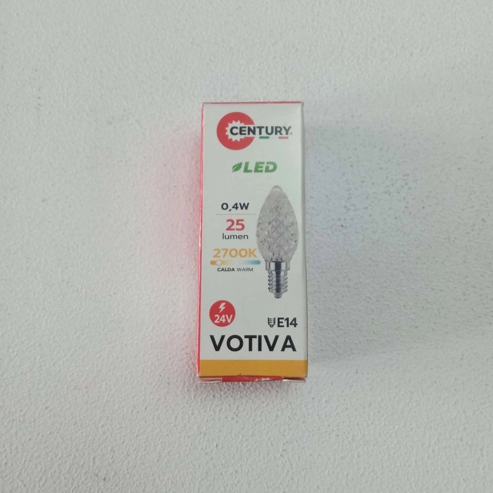 Lampadina led votiva 0,4w 24v 25lumen 2700k e14 per l'illuminazione cimiteriale